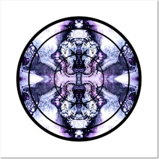 Icy Blue/Purple Paint Pour Circle Posters and Art